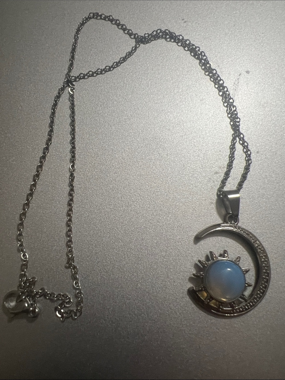 Silver Moon & Sun Opalescent Pendant Necklace - Women Jewelry